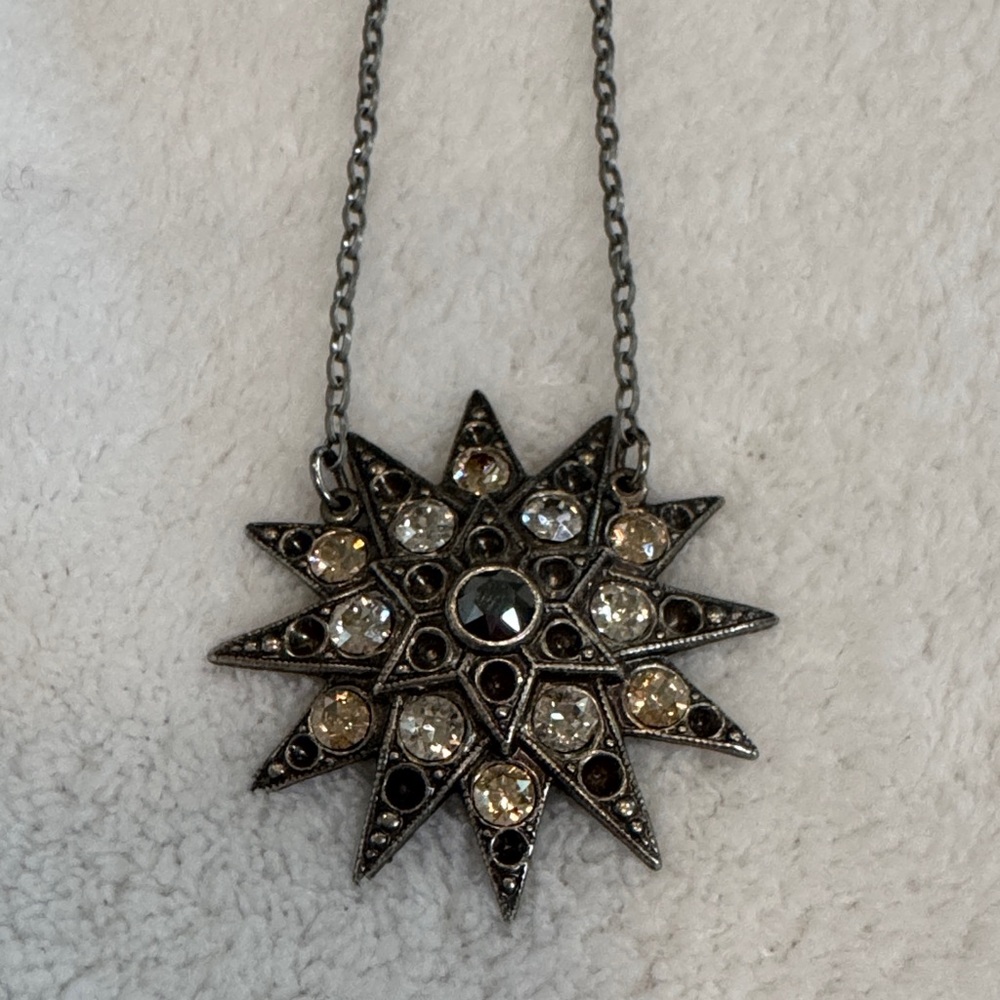 Sabika Silver and Gold Starburst Necklace